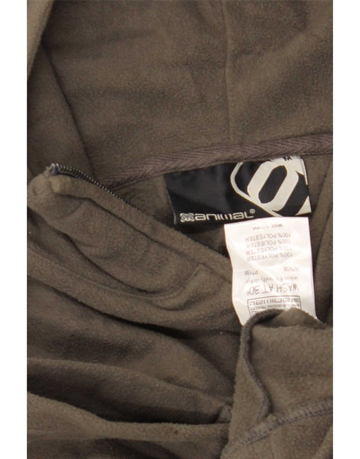 Animal Mens Fleece Zip Neck Hoodie Jumper Medium Khaki Polyester