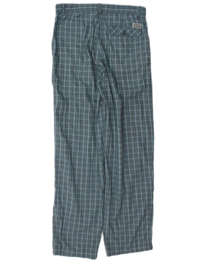 Vintage Mens Pegged Chino Trousers W29 L31 Blue Check Polyester