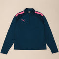 PUMA Mens Zip Neck Pullover Tracksuit Top Large Blue Colourblock Polyester