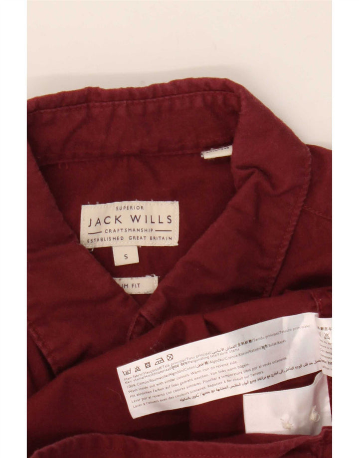 Jack Wills Mens Slim Fit Shirt Small Burgundy Cotton