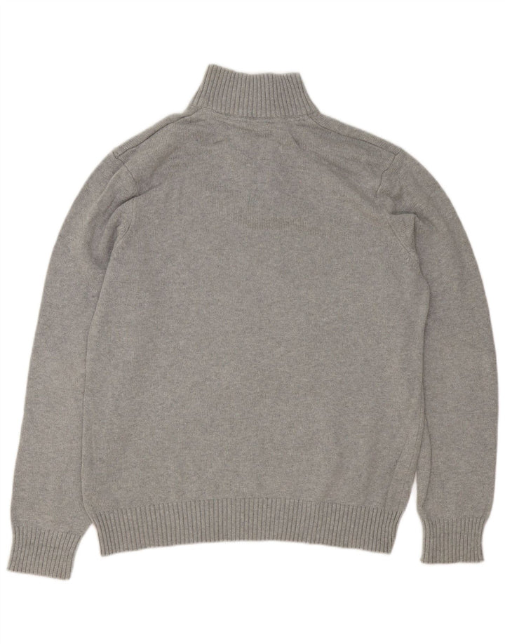 Crew Clothing Mens Button Neck Jumper Sweater Large Grey Cotton
