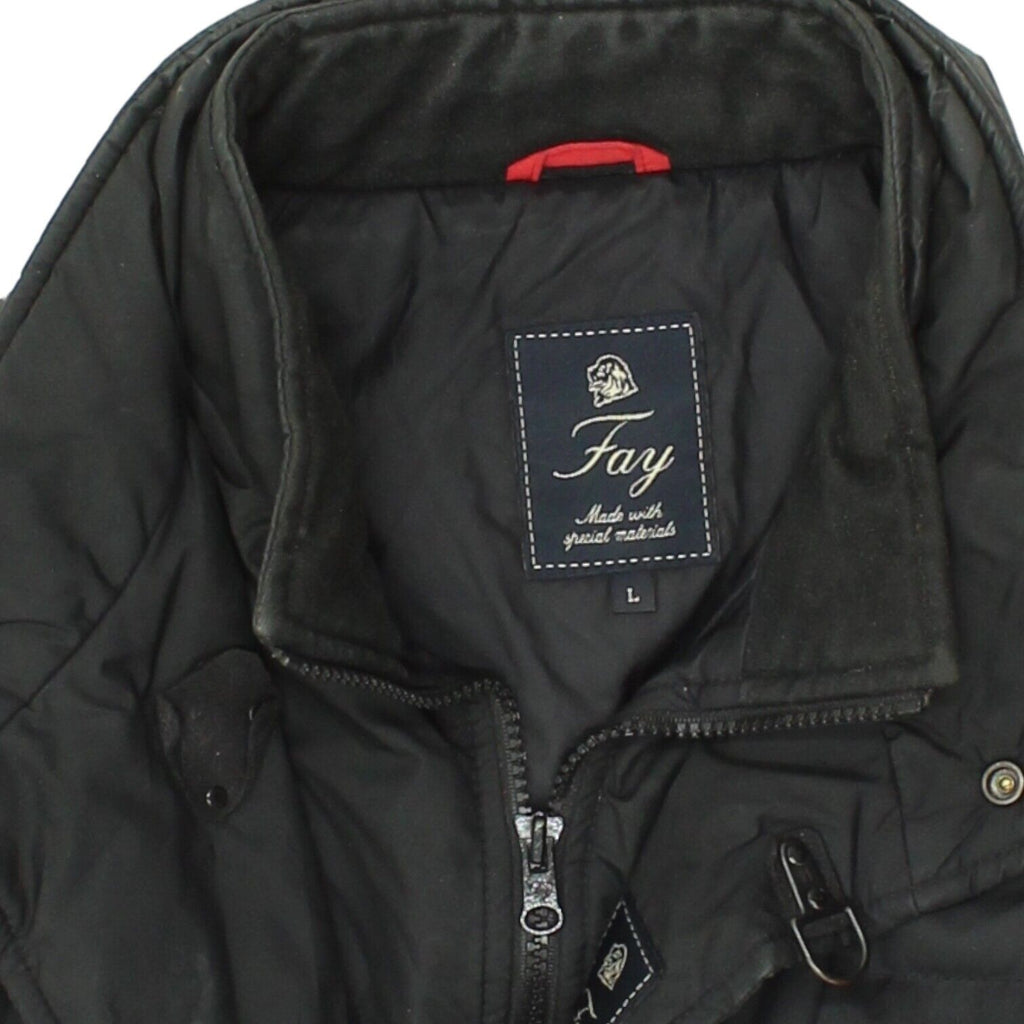 Fay Mens Black Double Collar Padded Jacket | Vintage High End Designer VTG | Vintage Messina Hembry | Thrift | Second-Hand Messina Hembry | Used Clothing | Messina Hembry 