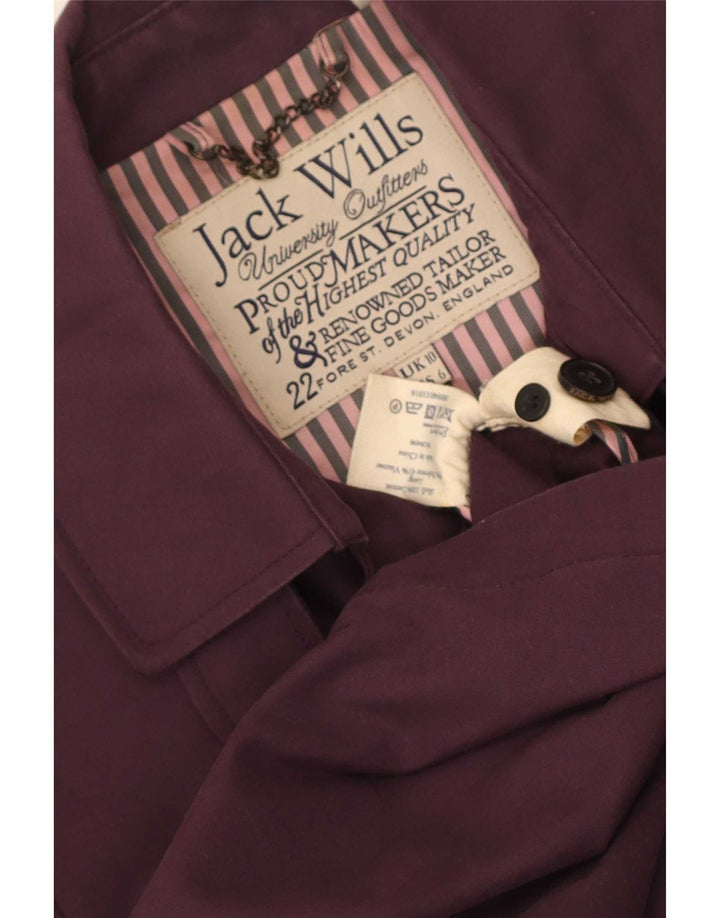 Jack Wills Womens Trench Coat UK 10 Small Maroon Cotton
