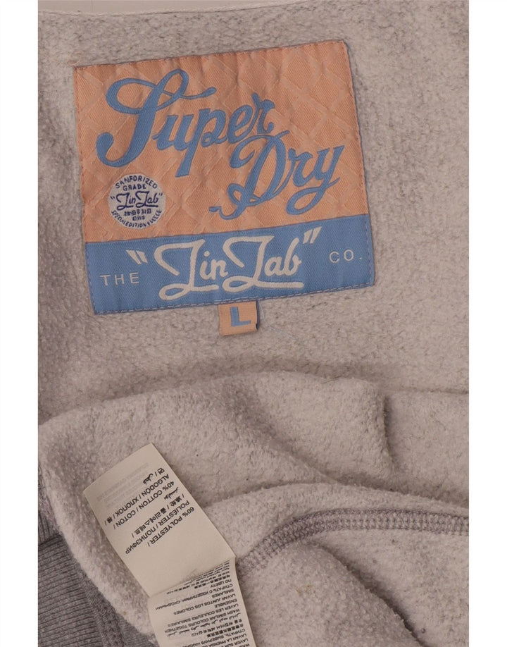 Superdry Womens Graphic Hoodie Jumper UK 16 Large Grey Polyester