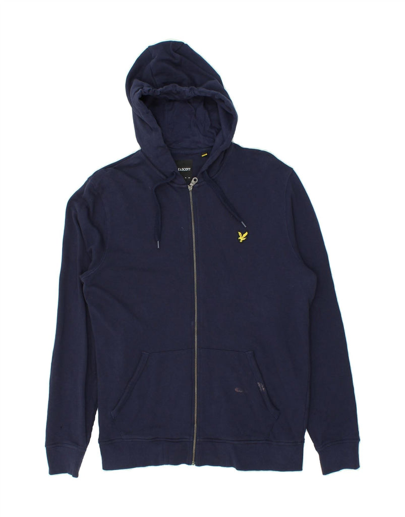 LYLE & SCOTT Mens Zip Hoodie Sweater Medium Navy Blue Cotton | Vintage Lyle & Scott | Thrift | Second-Hand Lyle & Scott | Used Clothing | Messina Hembry 