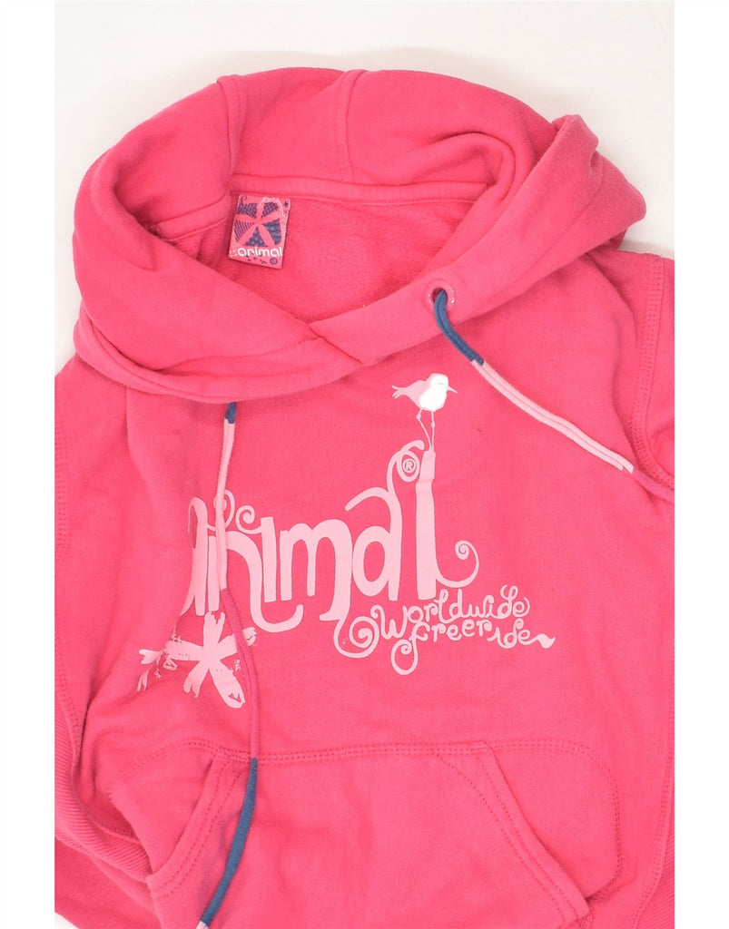 ANIMAL Womens Graphic Hoodie Jumper UK 10 Small Pink Cotton | Vintage Animal | Thrift | Second-Hand Animal | Used Clothing | Messina Hembry 