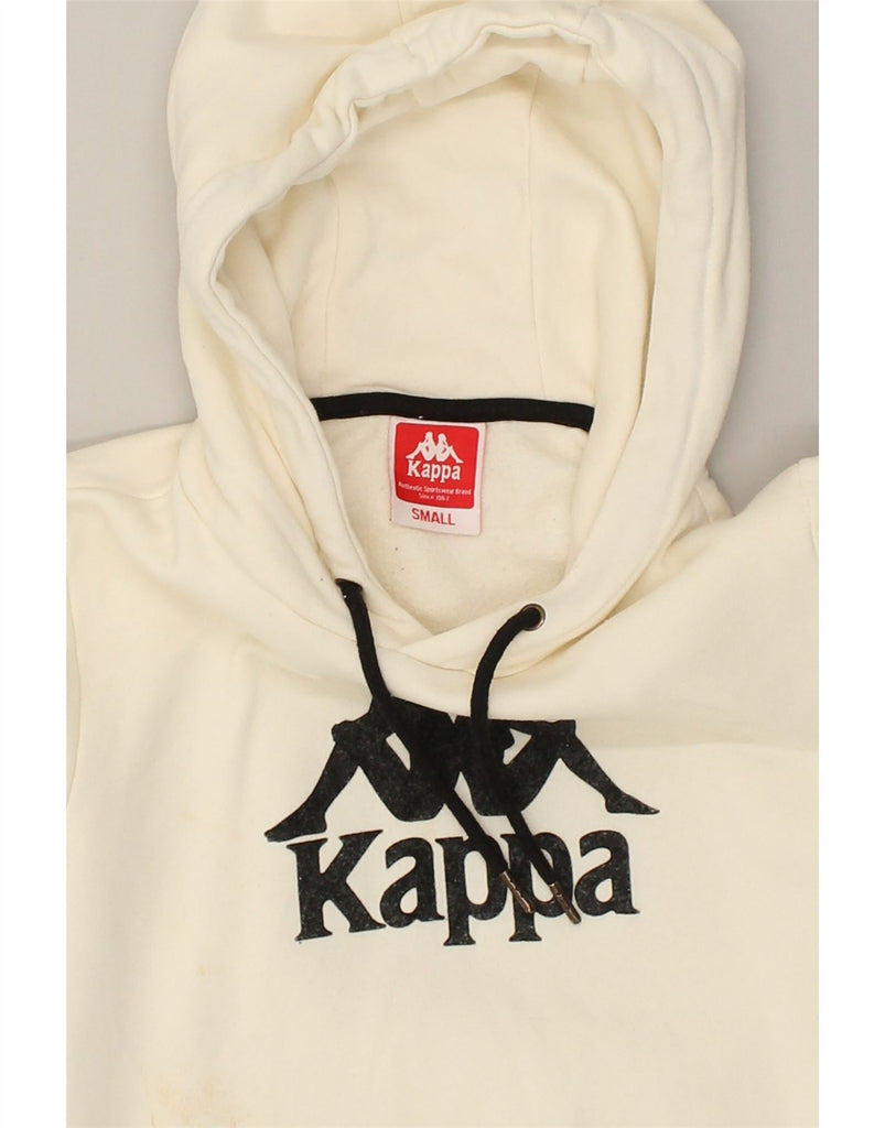 KAPPA Womens Graphic Hoodie Jumper UK 10 Small Off White Cotton | Vintage Kappa | Thrift | Second-Hand Kappa | Used Clothing | Messina Hembry 