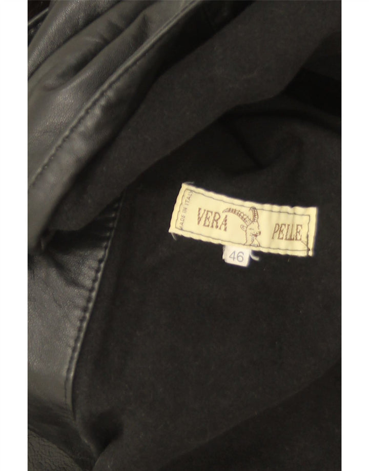 Vintage Womens Oversized Leather Coat IT 46 Large Black Leather