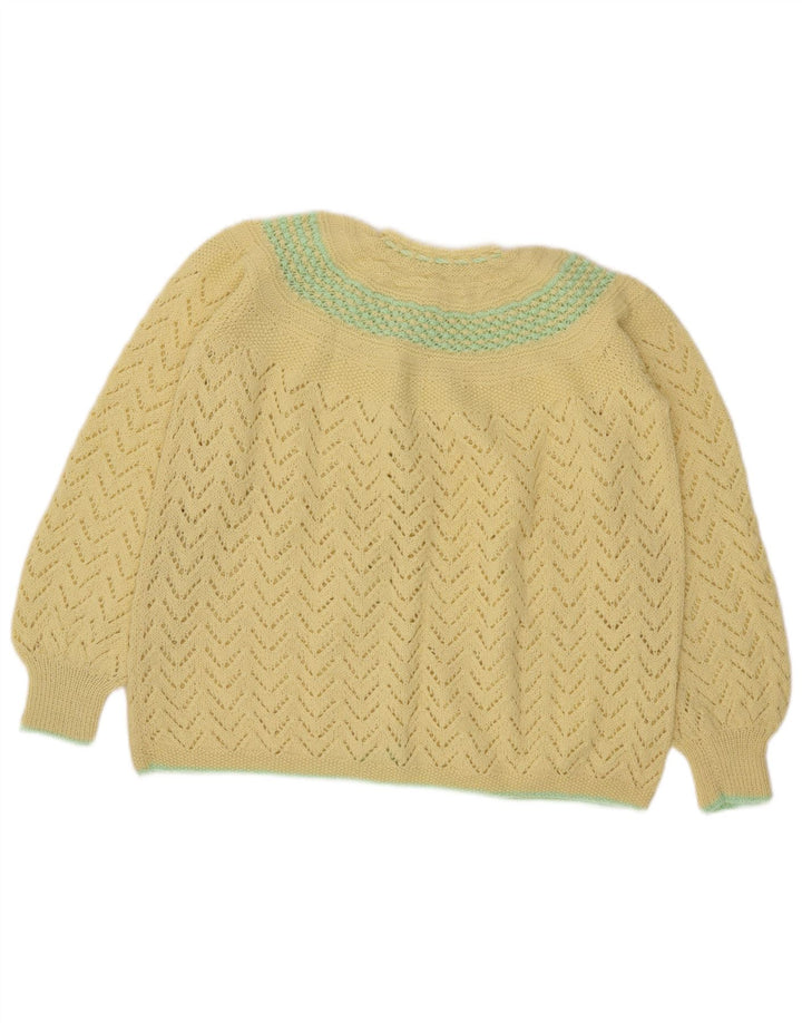 Vintage Womens Cardigan Sweater UK 16 Large Yellow