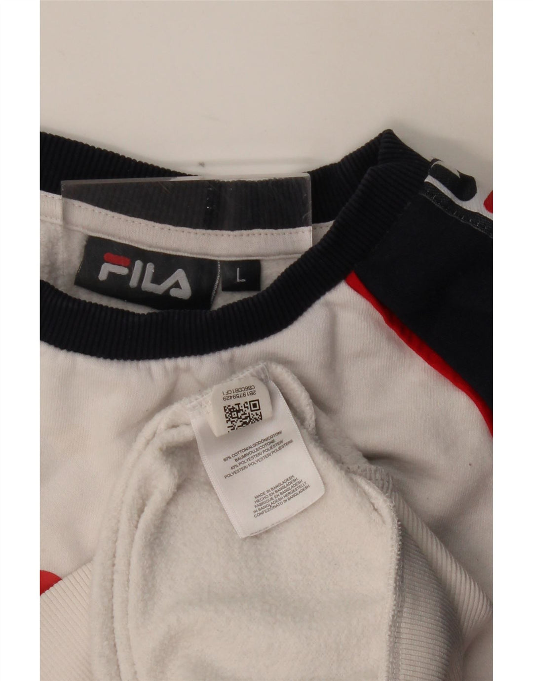 FILA Mens Graphic Sweatshirt Jumper Large White Colourblock Cotton