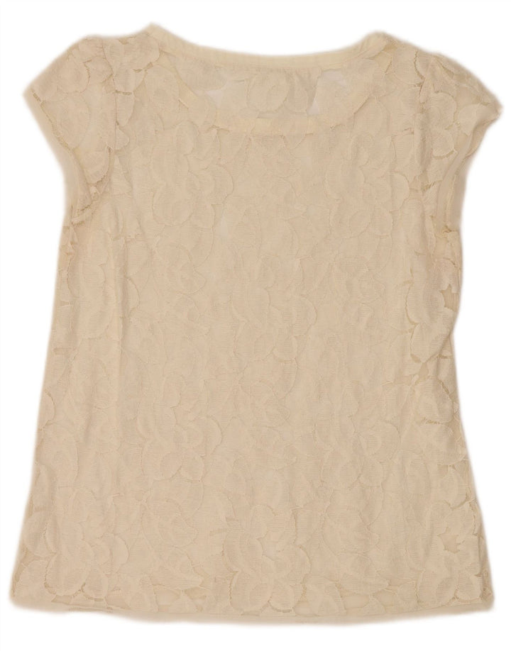 Zara Womens Lace Blouse Top UK 12 Medium Off White Floral
