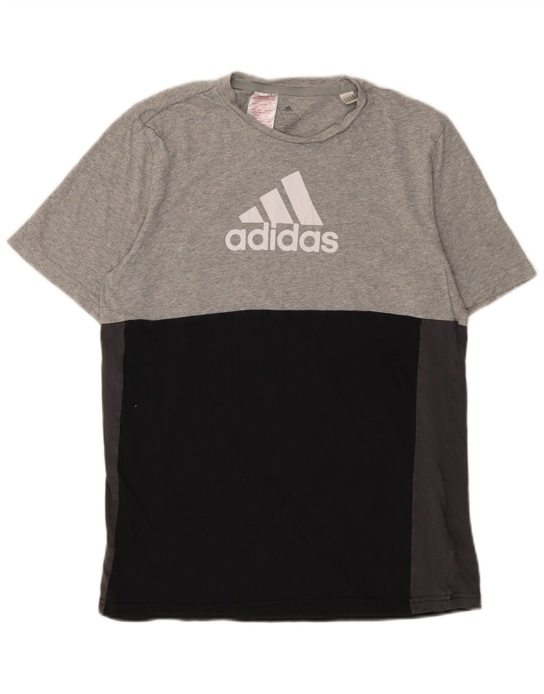 ADIDAS Boys Graphic T-Shirt Top 15-16 Years Grey Colourblock Cotton