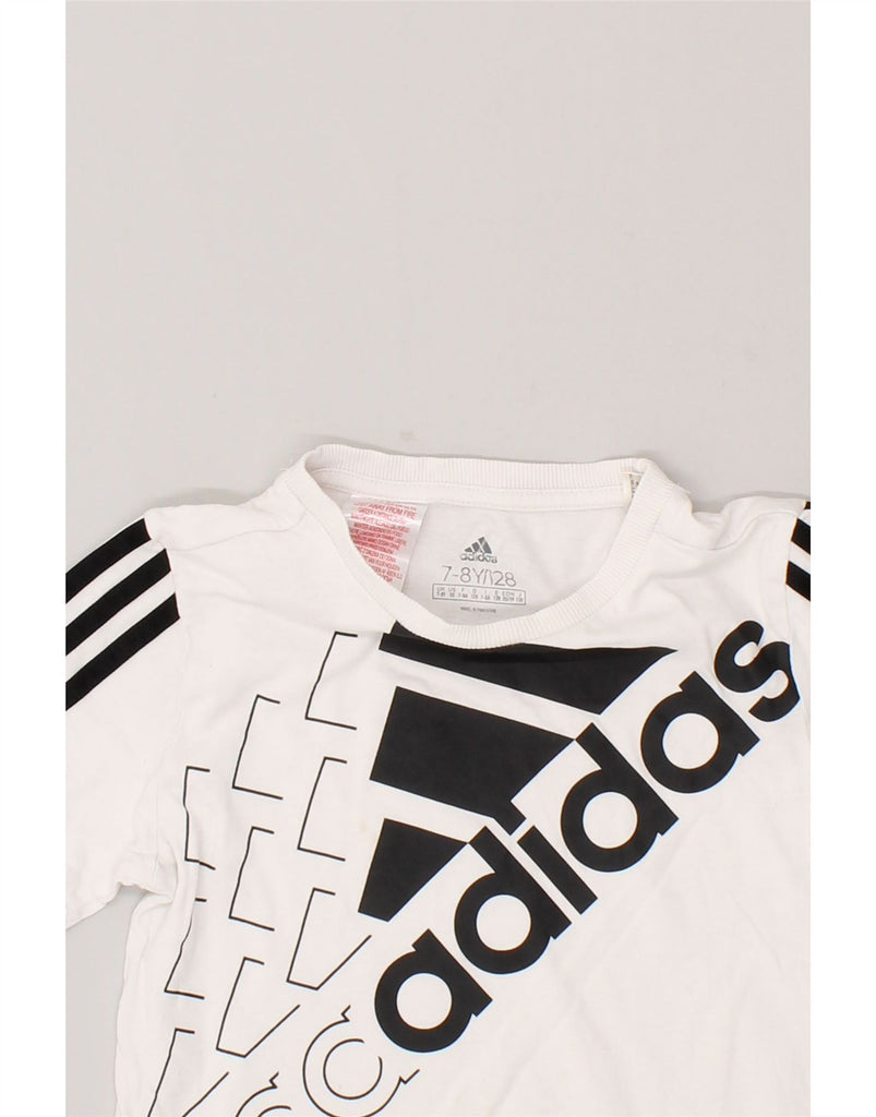 ADIDAS Boys Graphic T-Shirt Top 7-8 Years White Cotton | Vintage Adidas | Thrift | Second-Hand Adidas | Used Clothing | Messina Hembry 