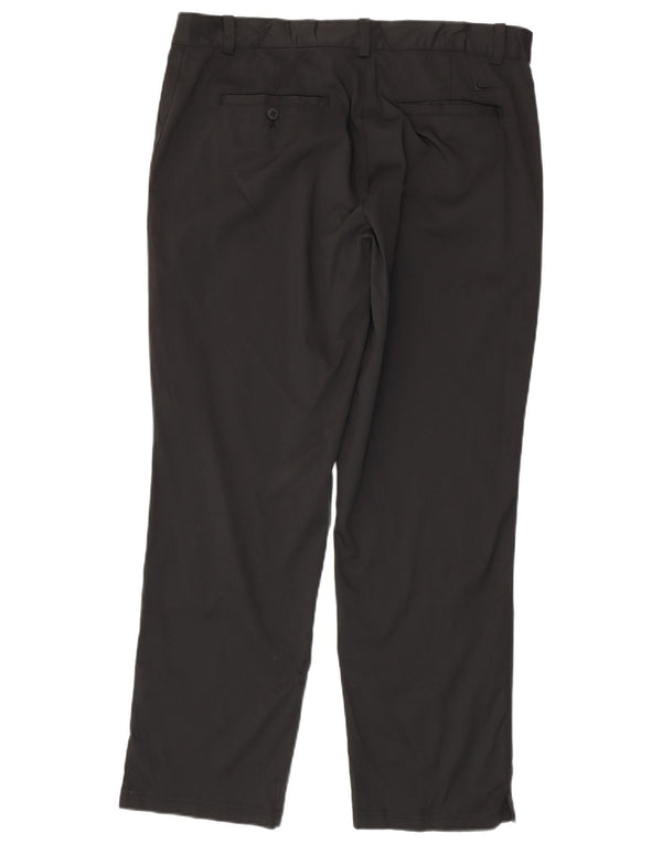 Nike Mens Dri Fit Straight Chino Trousers W35 L30 Black Polyester