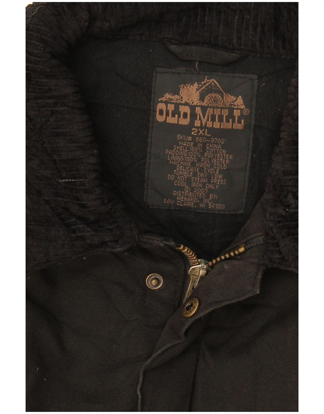 Old Mill Mens Windbreaker Jacket UK 44 2XL Black Cotton