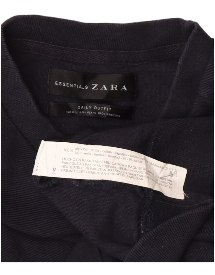 Zara Mens Cargo Shorts Medium Navy Blue Cotton