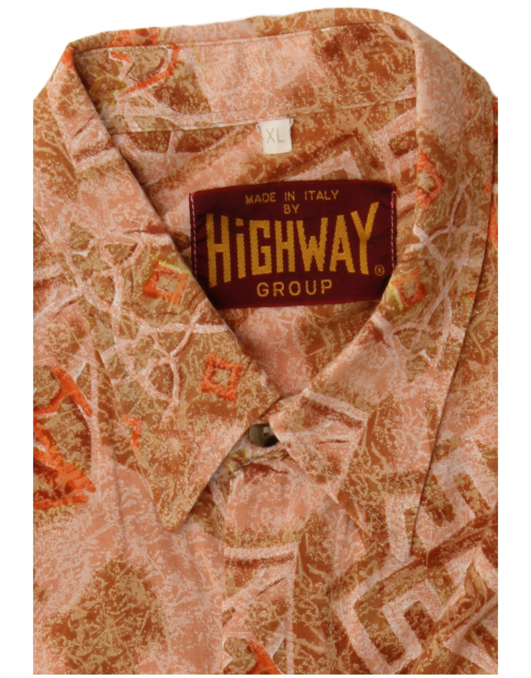 Vintage Mens Shirt XL Brown Geometric