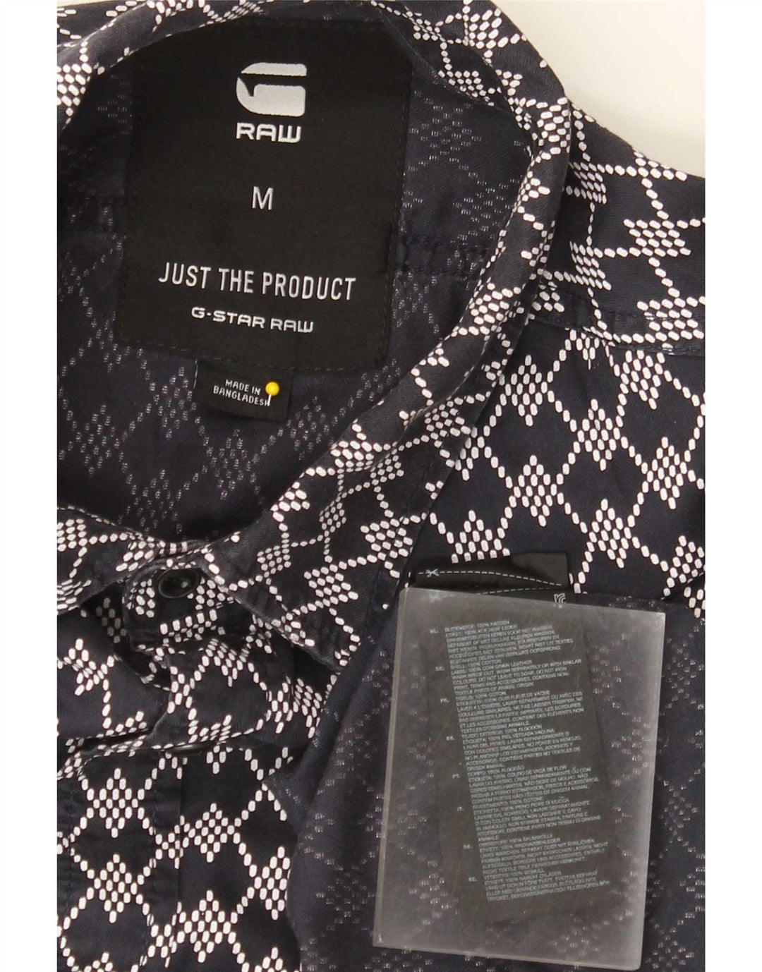 G-Star Mens Shirt Medium Navy Blue Geometric Cotton