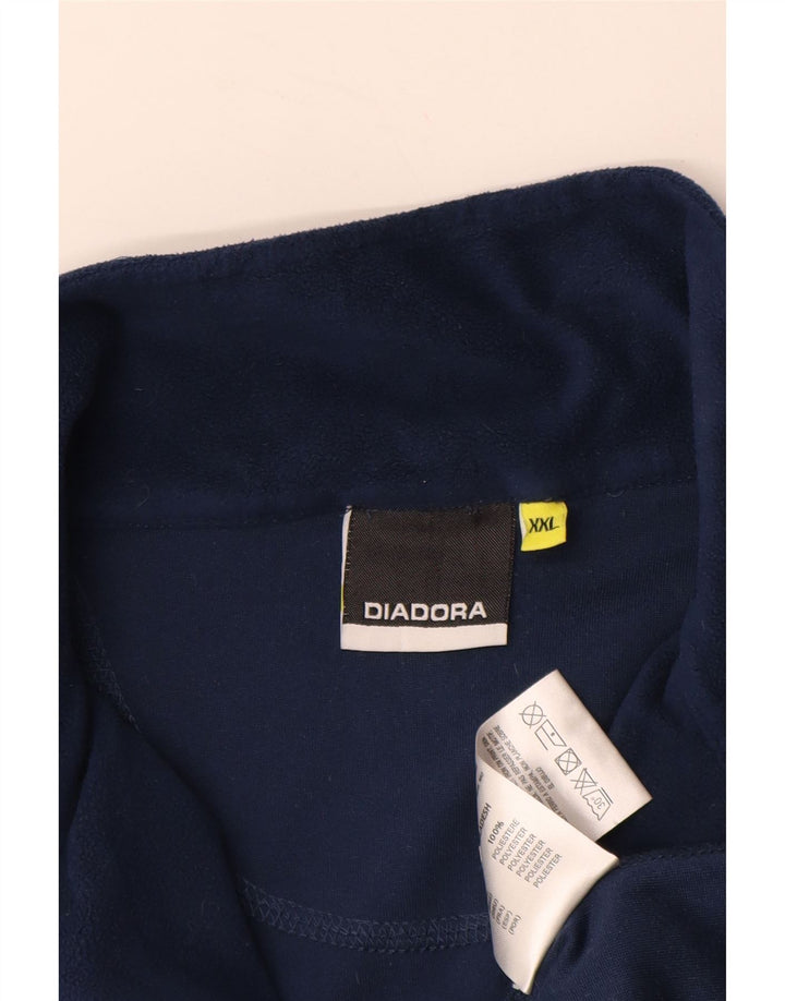 DIADORA Womens Zip Neck Fleece Jumper UK 20 2XL Navy Blue Polyester