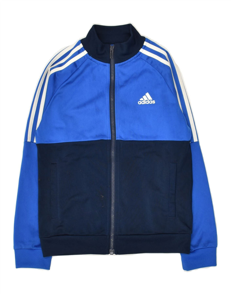 ADIDAS Boys Tracksuit Top Jacket 9-10 Years Blue Colourblock Polyester | Vintage Adidas | Thrift | Second-Hand Adidas | Used Clothing | Messina Hembry 