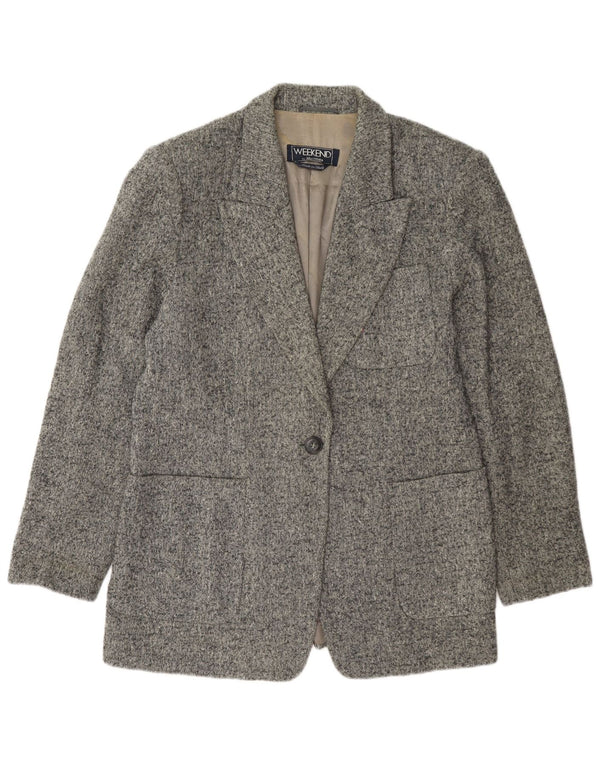 Max Mara Womens Weekend 1 Button Blazer Jacket UK 16 Large Grey Flecked