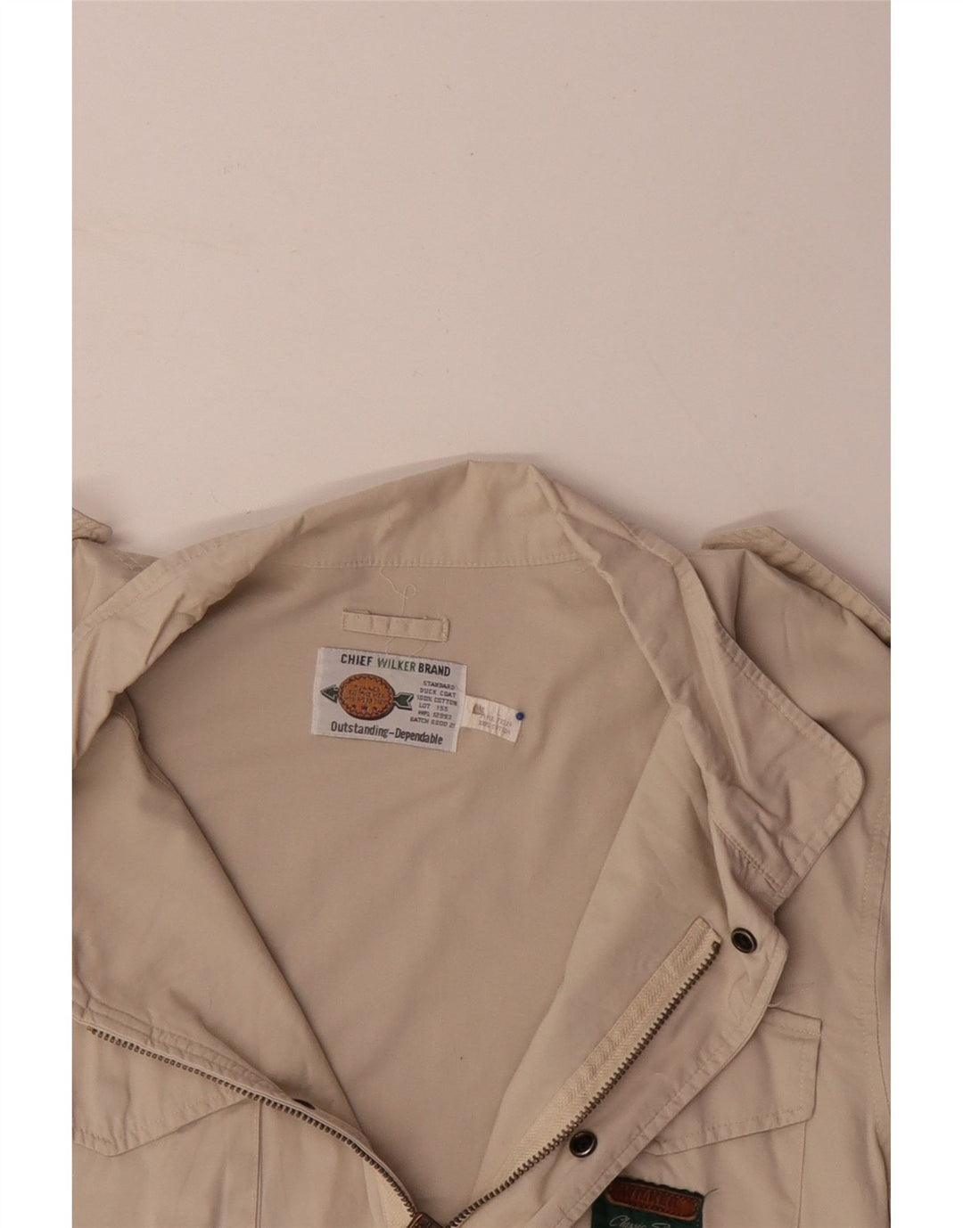 VINTAGE Mens Military Jacket UK 40 Large Beige Cotton
