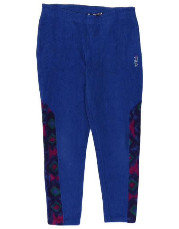 Fila Womens Fleece Tracksuit Trousers IT 46 Large Blue Geometric