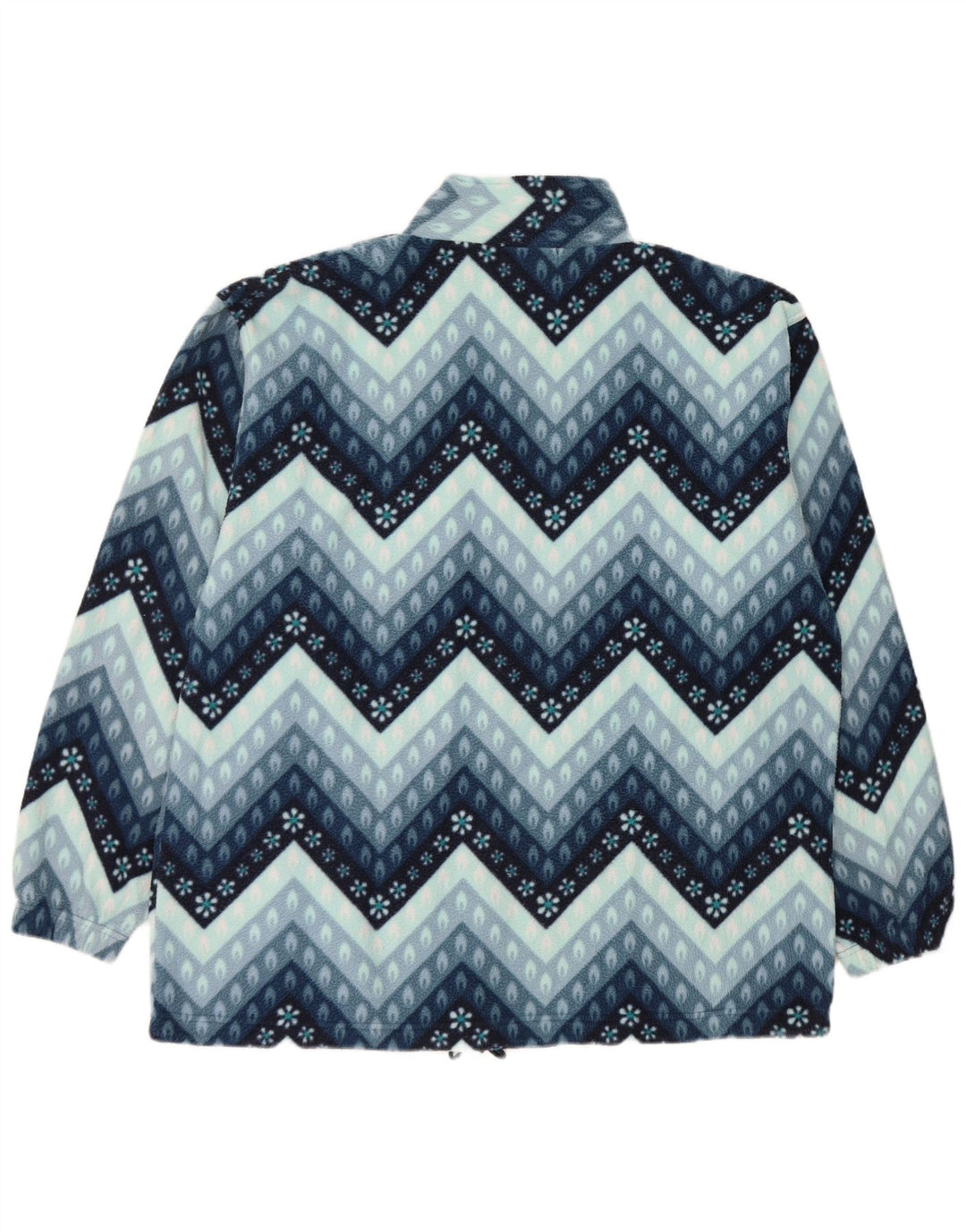Vintage Mens Fleece Jacket UK 40 Large Blue Geometric