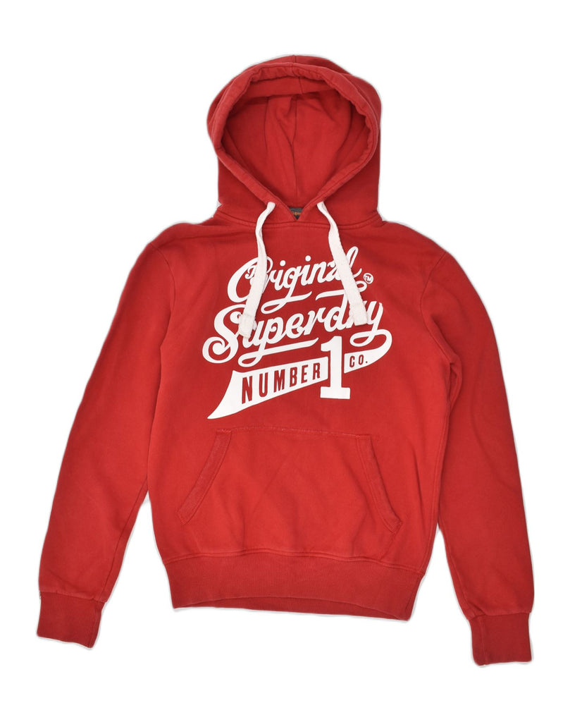 SUPERDRY Mens Graphic Hoodie Jumper Small Red Cotton | Vintage Superdry | Thrift | Second-Hand Superdry | Used Clothing | Messina Hembry 