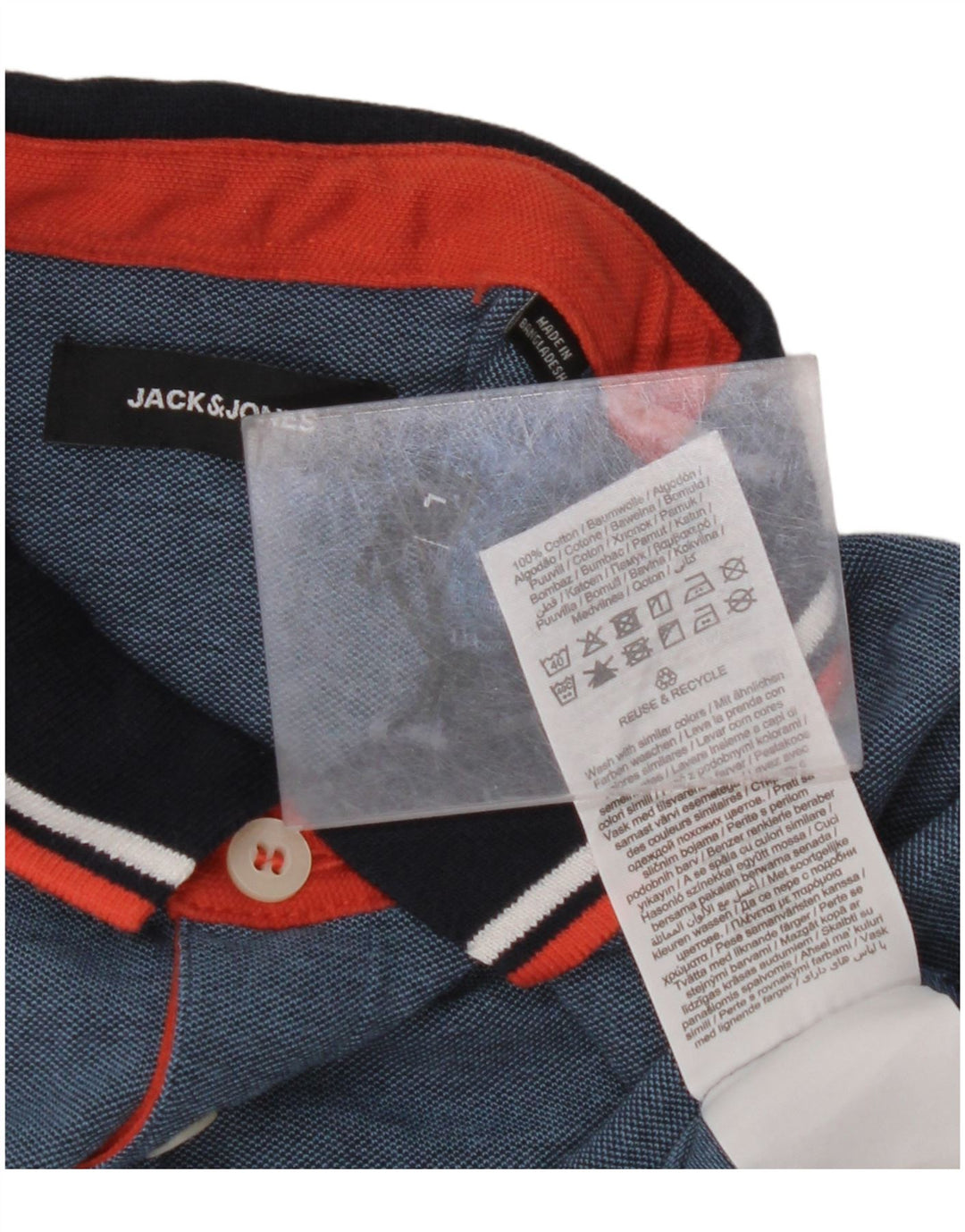 JACK & JONES Mens Polo Shirt Large Navy Blue Cotton