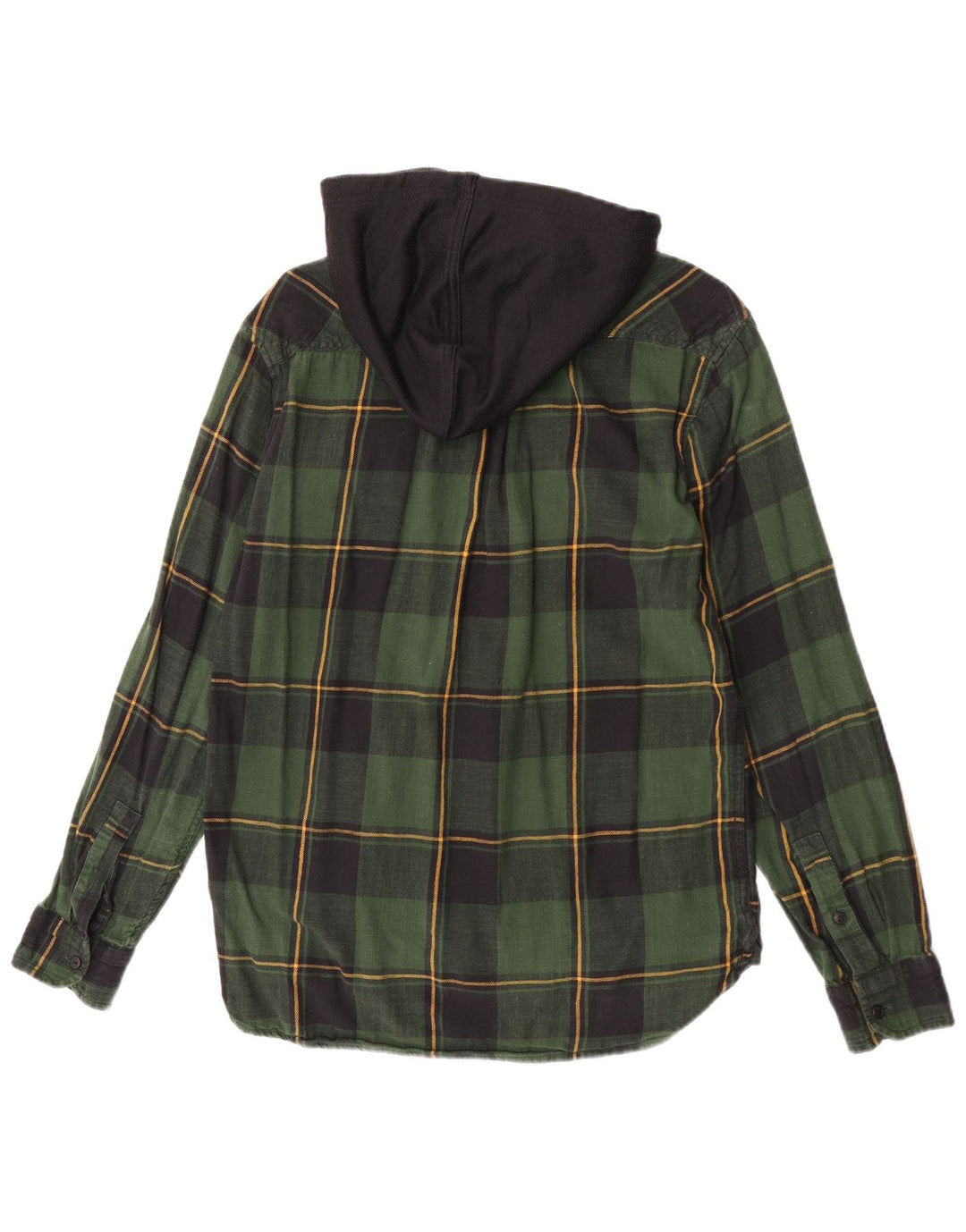 Levi's Mens Hooded Flannel Shirt Medium Green Check Cotton