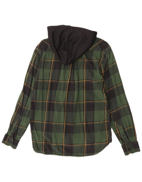 Levi's Mens Hooded Flannel Shirt Medium Green Check Cotton
