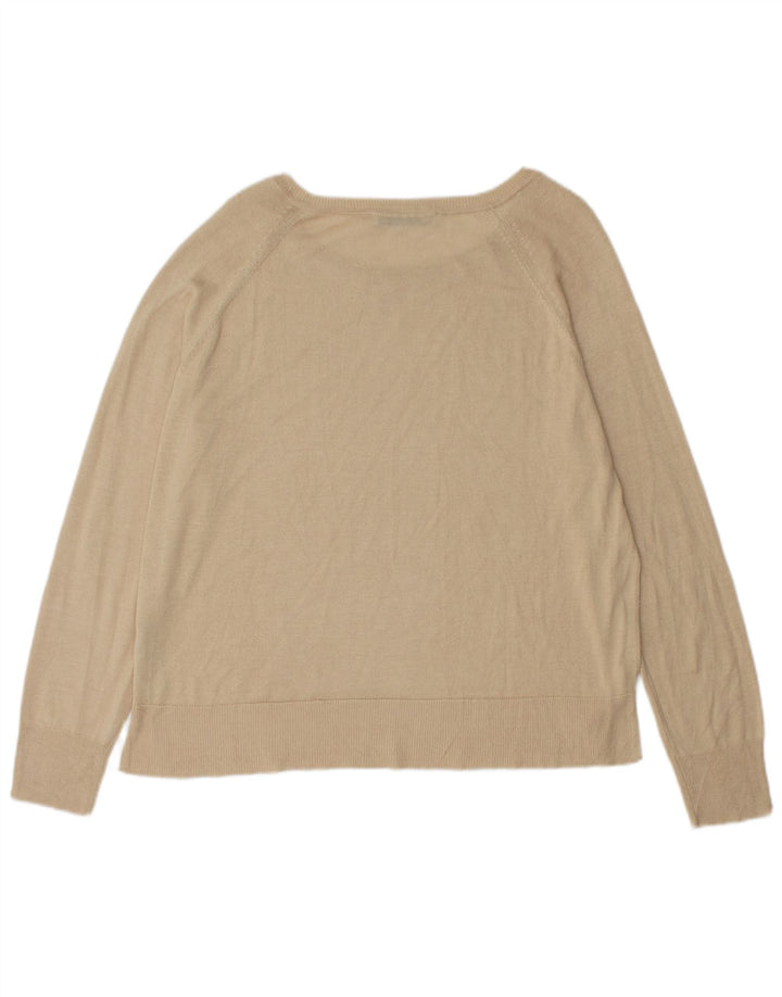 Zara Womens Boat Neck Jumper Sweater UK 14 Medium Beige Viscose