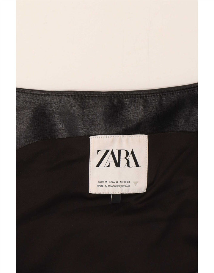 Zara Womens Leather Waistcoat UK 12 Medium Black
