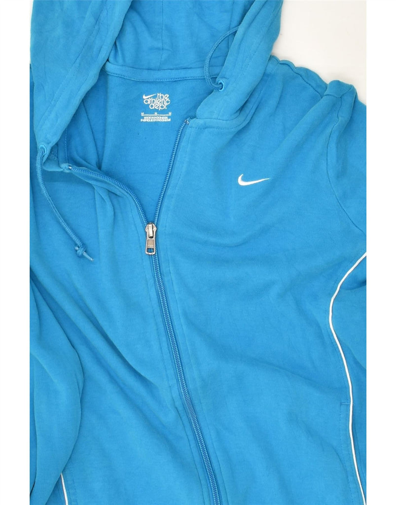 NIKE Womens Zip Hoodie Sweater UK 14 Medium Blue Cotton | Vintage Nike | Thrift | Second-Hand Nike | Used Clothing | Messina Hembry 