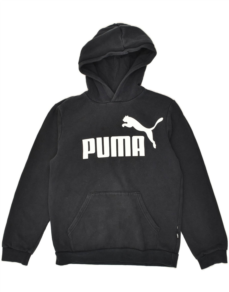 PUMA Boys Graphic Hoodie Jumper 13-14 Years XL Black Cotton | Vintage Puma | Thrift | Second-Hand Puma | Used Clothing | Messina Hembry 