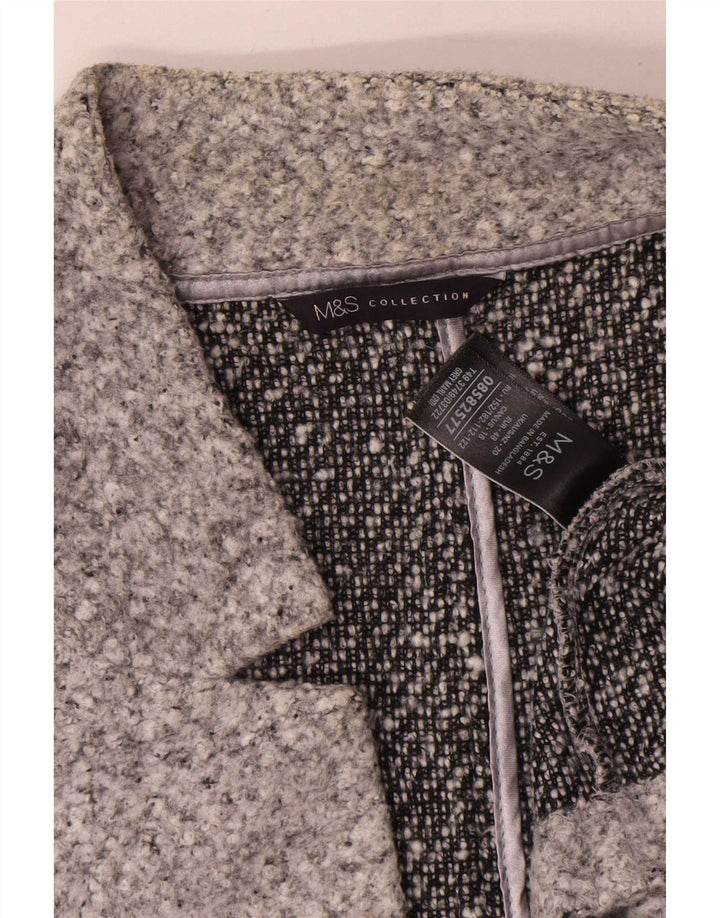 Marks & Spencer Womens Open Overcoat UK 20 2XL Grey Flecked Polyester