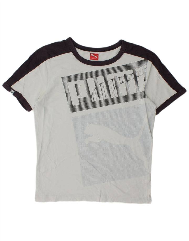 Puma Mens Graphic T-Shirt Top Small White Colourblock