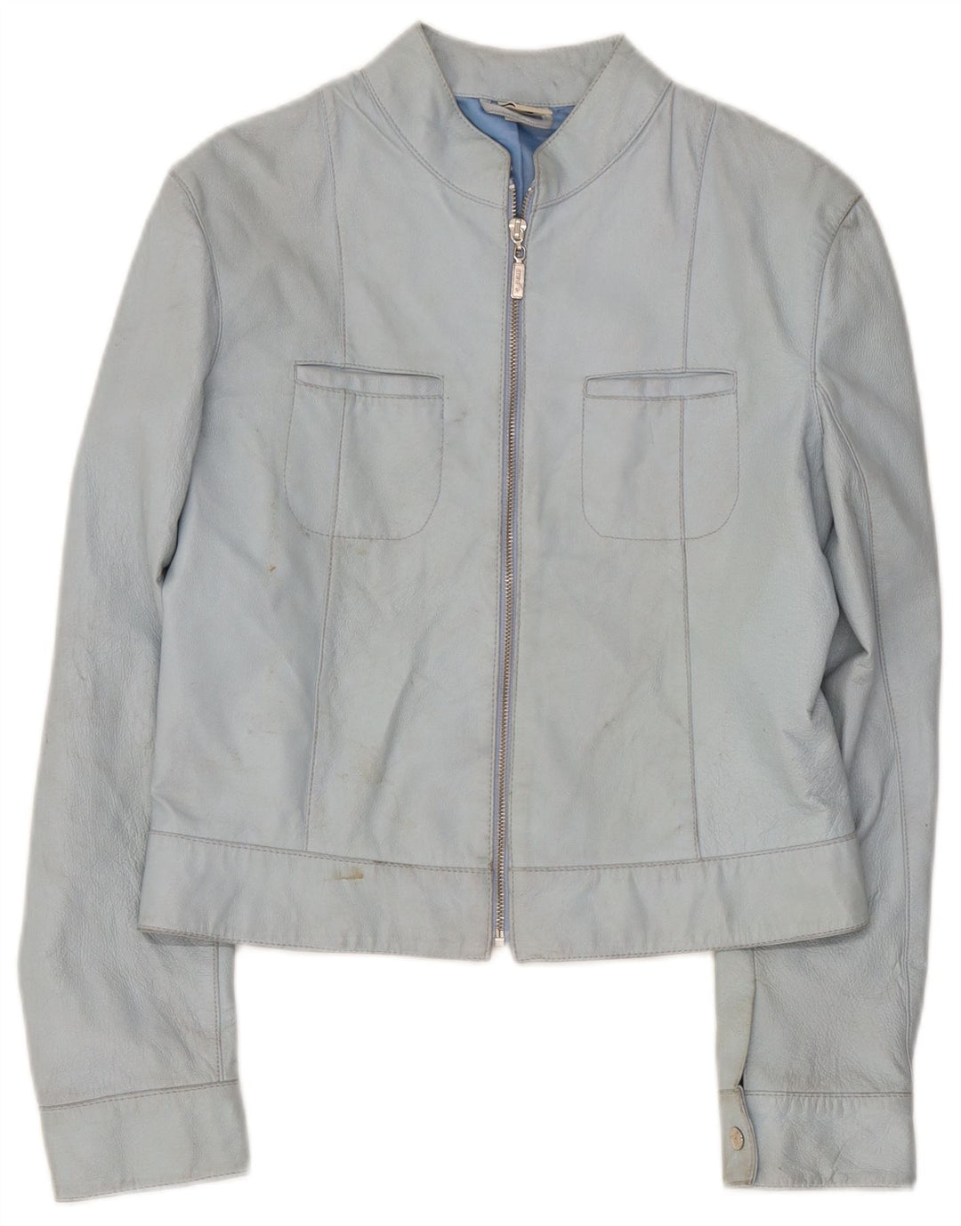 Vintage Womens Leather Jacket UK 14 Medium Blue Leather