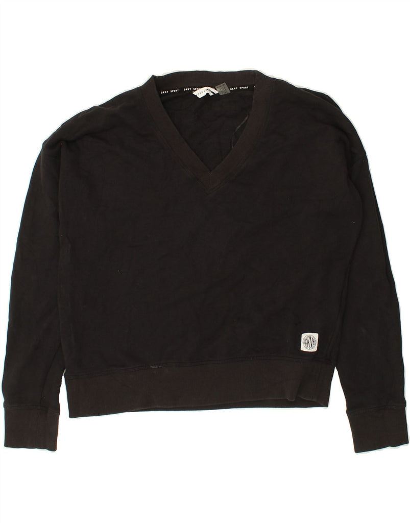 DKNY Womens Oversized Sweatshirt Jumper UK 14 Medium Black Cotton | Vintage Dkny | Thrift | Second-Hand Dkny | Used Clothing | Messina Hembry 
