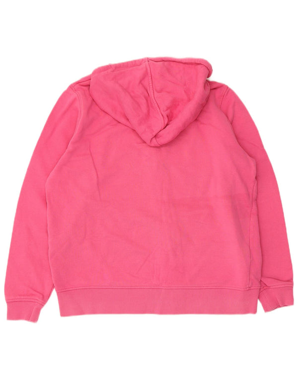 Marks & Spencer Womens Zip Hoodie Sweater UK 14 Large Pink Cotton