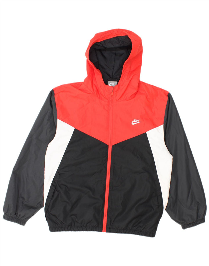 Nike Boys Hooded Rain Jacket 12-13 Years Large Multicoloured Colourblock