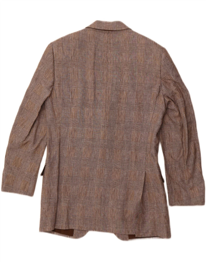 PAL ZILERI Mens 2 Button Blazer Jacket IT 48 Medium Grey Check Linen