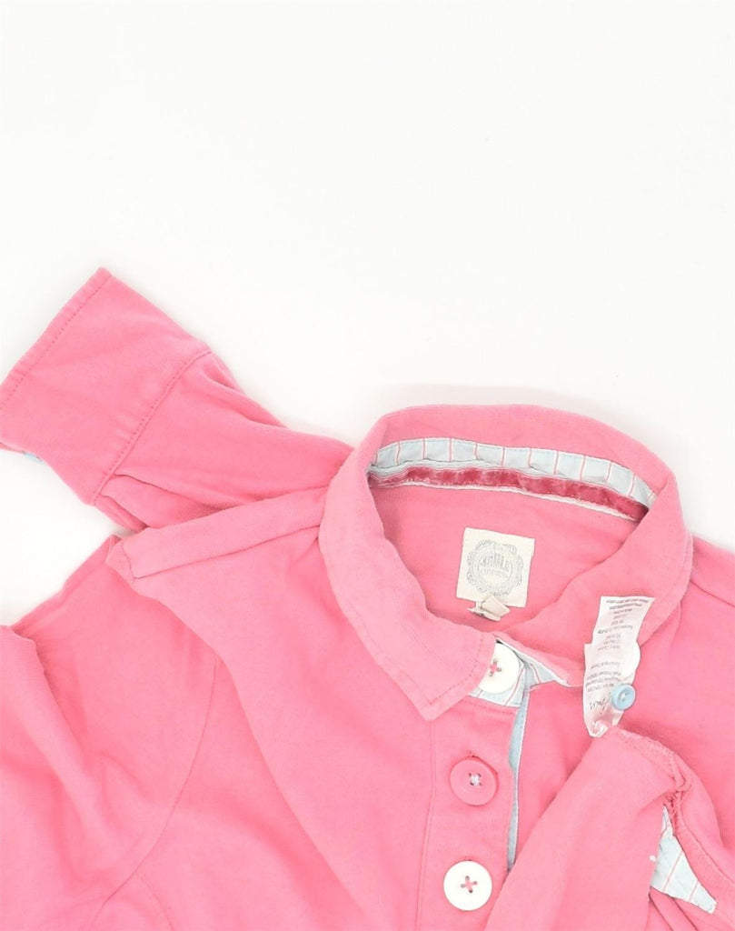 JOULES Womens Velour Polo Neck Sweatshirt Jumper UK 10 Small Pink Cotton | Vintage Joules | Thrift | Second-Hand Joules | Used Clothing | Messina Hembry 