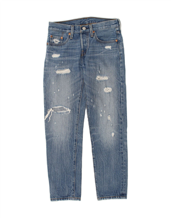 LEVI'S Mens 501 Distressed Tapered Jeans W28 L28 Blue Cotton Vintage Levi's and Second-Hand Levi's from Messina Hembry 