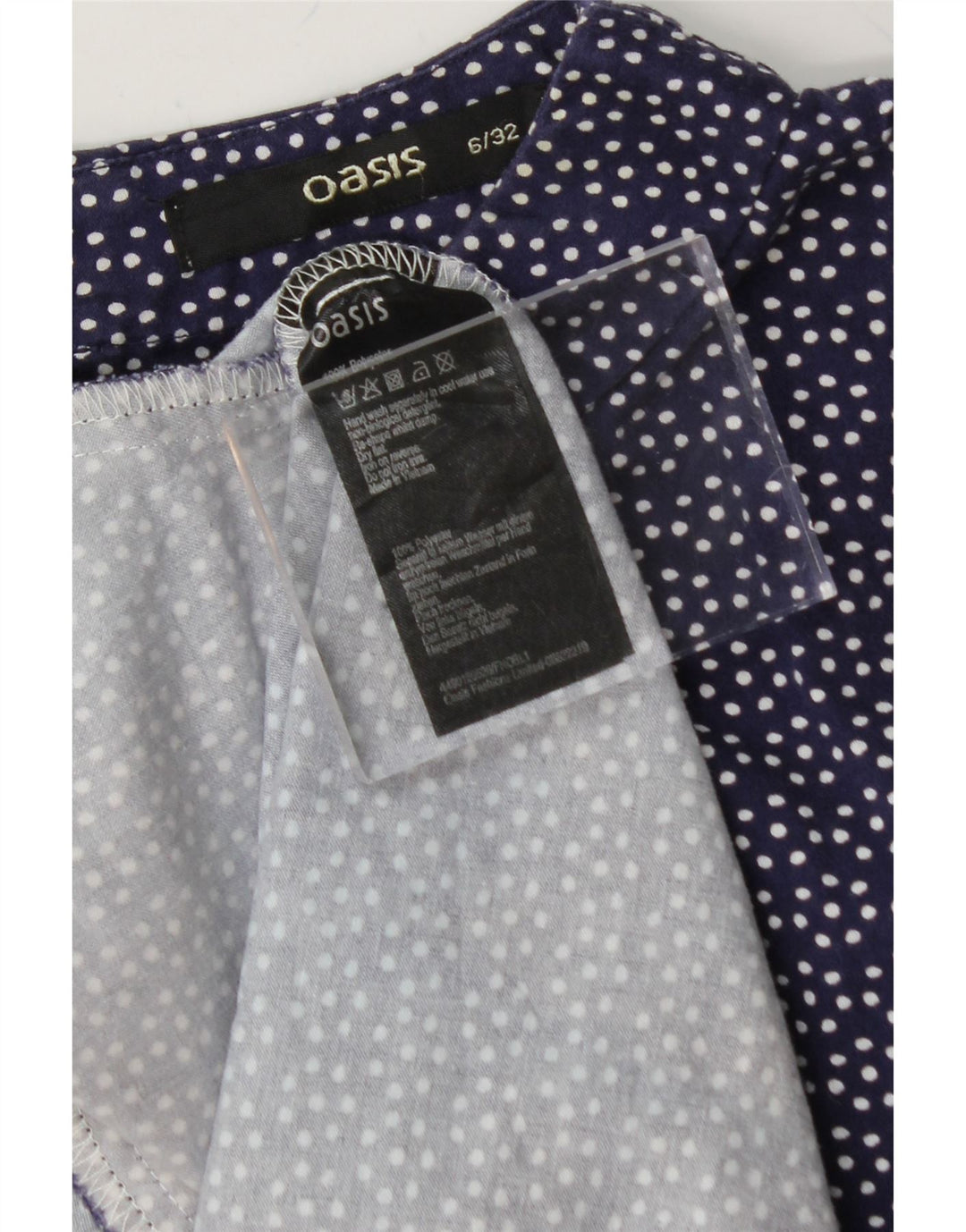 OASIS Womens Sleeveless Shift Dress UK 6 XS Navy Blue Polka Dot Polyester Vintage Oasis and Second-Hand Oasis from Messina Hembry 