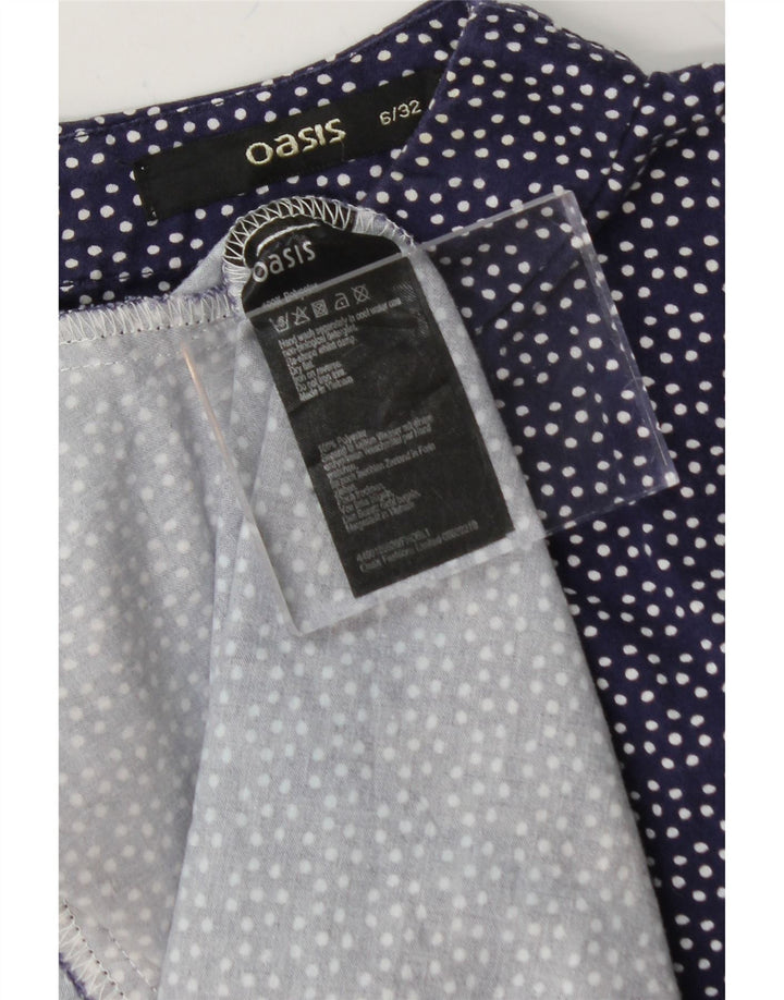 OASIS Womens Sleeveless Shift Dress UK 6 XS Navy Blue Polka Dot Polyester Vintage Oasis and Second-Hand Oasis from Messina Hembry 