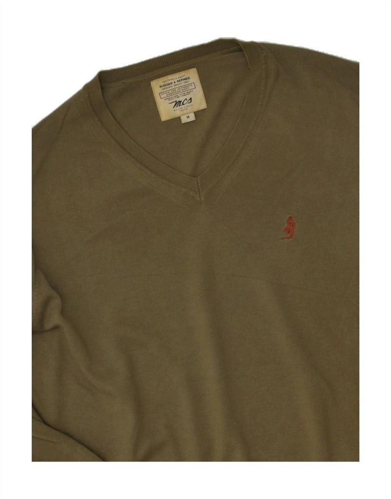 MARLBORO CLASSICS Mens Rugged & Refined V-Neck Jumper Sweater Medium Khaki | Vintage Marlboro Classics | Thrift | Second-Hand Marlboro Classics | Used Clothing | Messina Hembry 