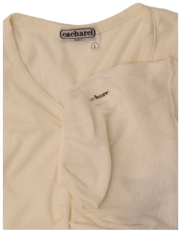 Cacharel Mens Graphic T-Shirt Top Large White Colourblock Cotton