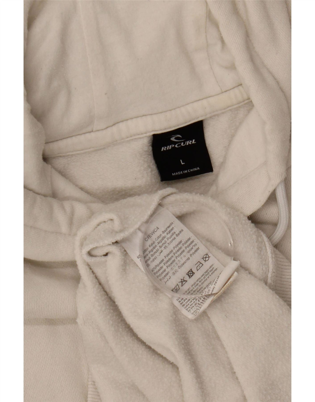 RIP CURL Mens Hoodie Jumper Large White Cotton